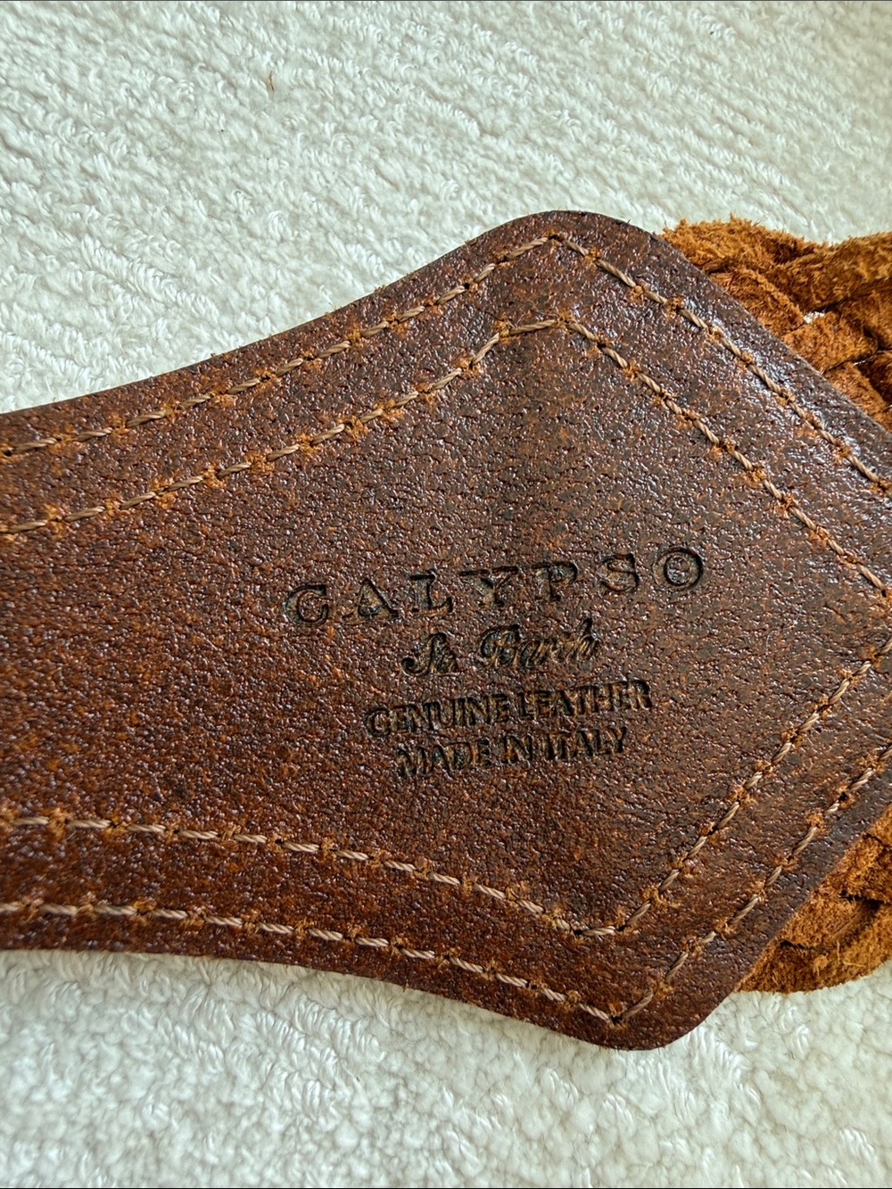 Calypso St Barthe Braided Brown Leather Belt - Picture 2 of 5